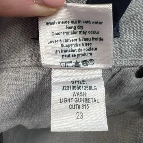 Veronica Beard Sz 23 Daniela Metallic Straight Leg Jean in Light Gunmetal Grunge