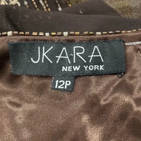 Jkaara Y2K Brown Beaded Sleeveless Tunic Dress Top 12 Petite Size 12P