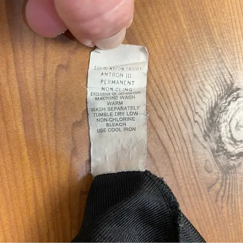 Sears Black Satin Lace Trim Undergarment Half Slip Skirt Side Slit Medium VTG