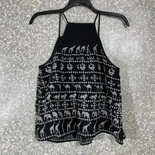 HD in Paris Women's Black Embroidered Animals Tank Top - Size Small - Whimsical