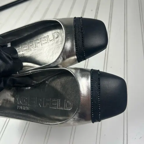 Karl Lagerfeld Paris Metallic Silver Flats Size 8