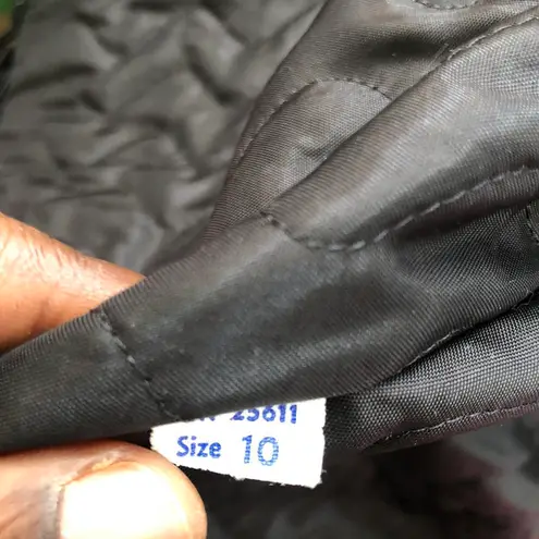 1970s Vintage Gothic Whimsygoth Black leather & suede full length long trench coat jacket belted long sleeve button front Fully lined puffer material interior Size M - Image 3