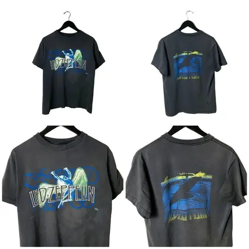 Vintage 90s Led Zeppelin Band Promo Tee T Shirt Distressed 1995 Tour Concert Size M