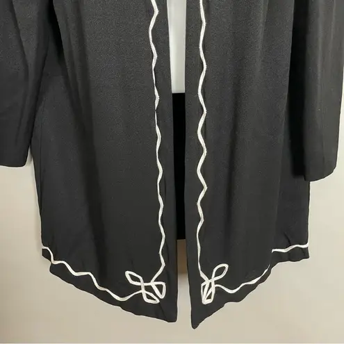 Vintage Blazer Jacket Casual Black Wiggly Line Open Front Plus Size Eclectic