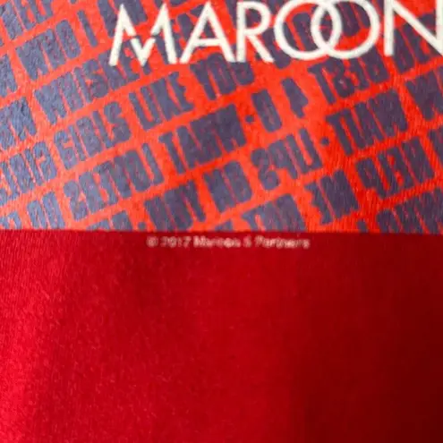 Los Angeles Apparel 2017 Maroon 5 T Shirt Womens Red Small S Graphic Tee Pop Band 100% Cotton Solid