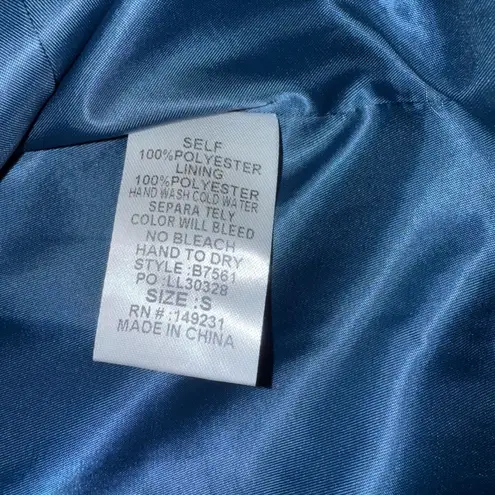 Kori Plaid Blazer Women's Size S Blue Tan Elbow Patch Single Breasted Jacket