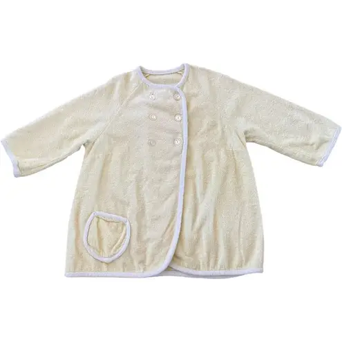 Vintage Terrycloth robe jacket double breasted beach pool vacation yellow medium