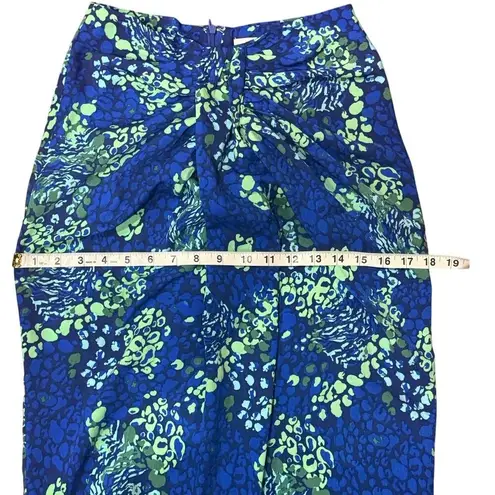 NWT Never Fully Dressed Knot Front Midi Skirt Blue Green Leopard Print Sz.2