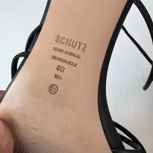 Schutz Women's Leather Sirena Sandal ankle strap heels 8B