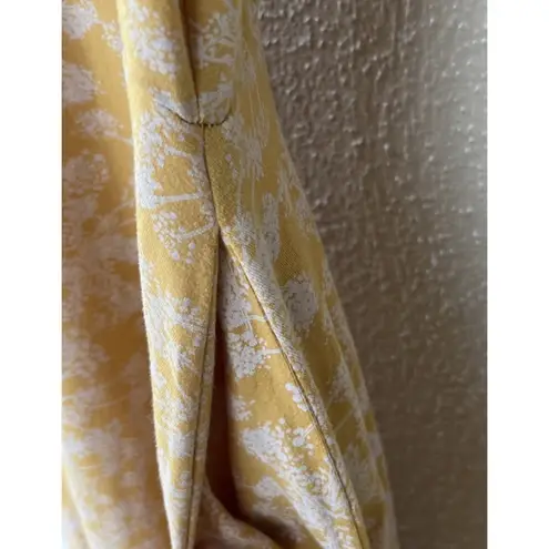 Pact Fit Flare Yellow Midi Floral Organic Cotton Dress L Strappy Casual Pockets Size L