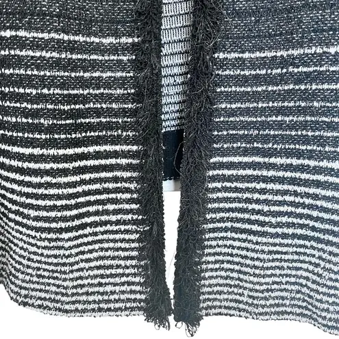 Ming Wang Black White Ombre Striped Metallic Knit Cardigan Sweater Size Large