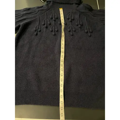 Avenue  Women's Plus Size 18 Blue Turtleneck Pom Pom Sweater Pullover Fall Winter