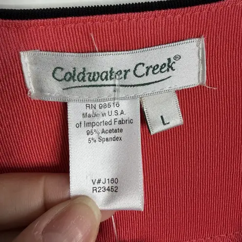 Coldwater Creek NWT Travel Knit Contrast Trim Cardigan Black Coral Large Travel