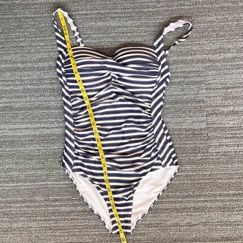 NipTuck Swimsuit One Piece Navy Blue White Stripes Multi Fit Cup 6