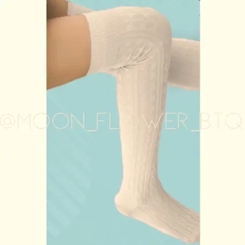 Off White Thigh High Over the Knee Socks