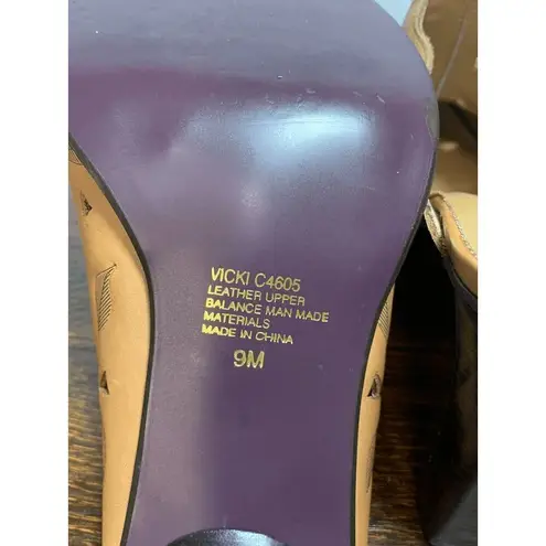 MIA  Women’s Vicki Laser Cut Leaf Pattern Slip-On Leather Mules Tan Size 9.5M