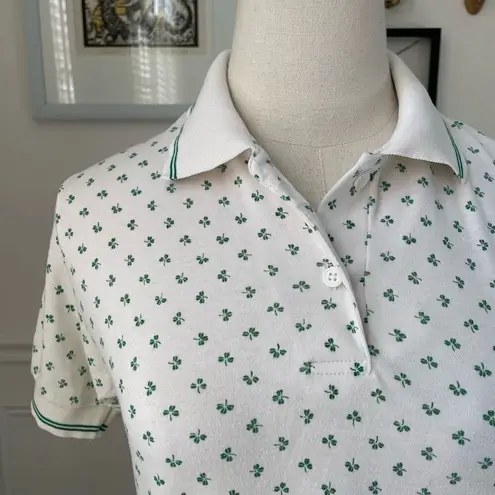 Vintage 80s Reed Hunter Shamrock Cropped Polo Shirt S M Green