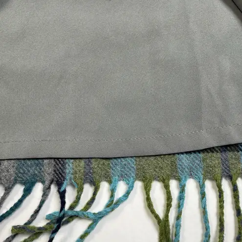 J Jill Faux Wrap Plaid Fringe Blanket Skirt Sz 10 Wool Blend Scottish Highlands Green