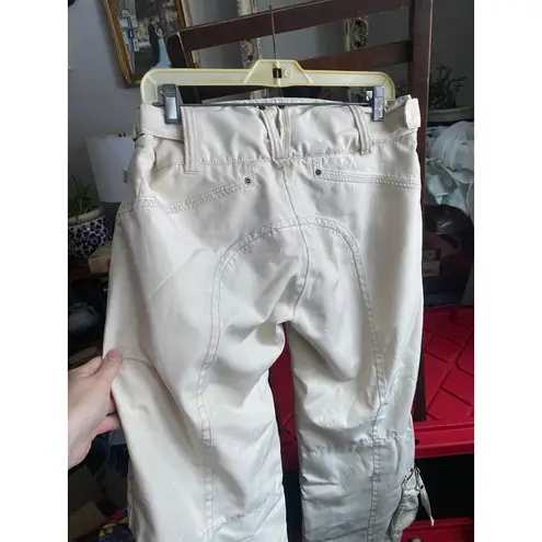 Obermeyer Y2K Bedazzled Cream Cargo Ski Snow Pants Wide Leg Medium 9/10 Granola