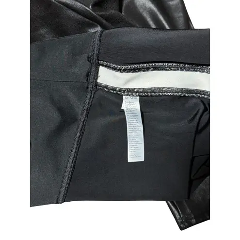 Spanx NEW  Faux Leather High Waist Leggings/Black/White/Side-stripe womens XL