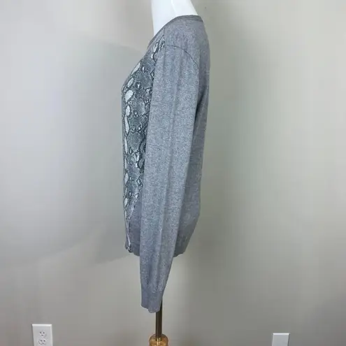 Magaschoni Sweater Medium Gray Snake Silk Cashmere Lightweight Crewneck