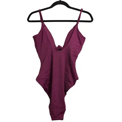 ANDIE The Santorini Plum One Piece Keyhole Cutout Adjustable New L