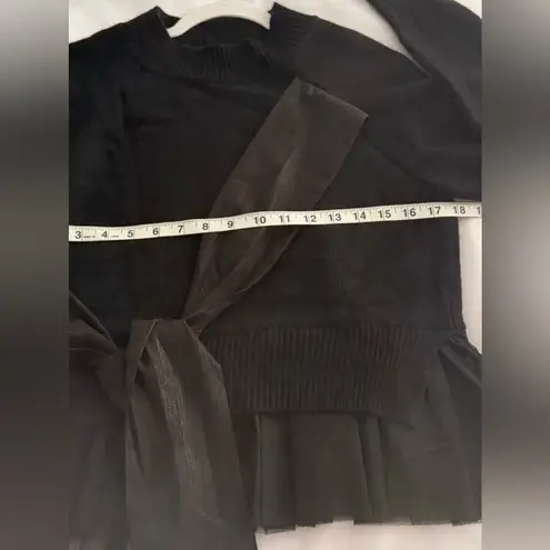 En Saison Anthropologie Casey Bow Sweater Women’s Size Small S Black Wool Blend