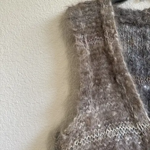 Handmade Estate Furry Mohair? Alpaca Hairy Cardigan Vest Sweater Women OS Men L Size L