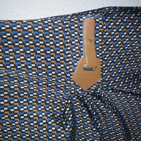 Promod S Capped Sleeved Ditsy Diamond Print Side Scrunched Mini Dress Blue