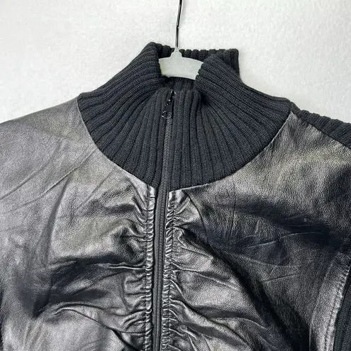 Le Maglie Di Sofia Italian Leather Cardigan Coat L Black Made In Italy Size L