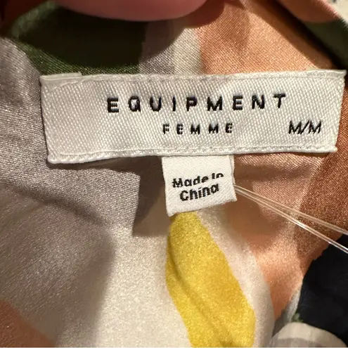 Equipment Silk Multicolor Camouflage Blouse Shirt Top Tie Cuffs M