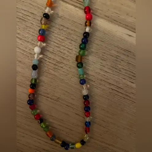 Colorful Vintage Handmade Czech Glass Bead 26" 1960s Mardi Gras Necklace Red