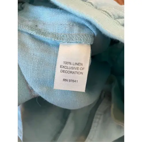 J. Jill 100% linen wide leg embroidered hem pant size small Green