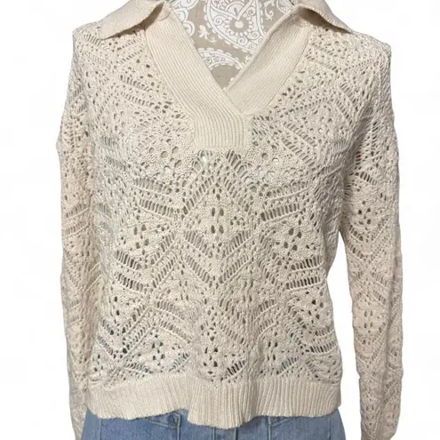 Freshman 1996 Knit Pullover Boho CottageCore Layering Lightweight Size Small Tan