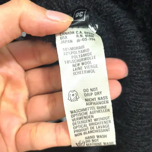 Escada Vintage 80s Black Mohair Beaded Leaves Sweater