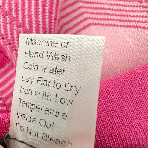 Ming Wang Chevron Knit Midi Skirt Pink Striped Ombre Stretch Pull On XL NWT