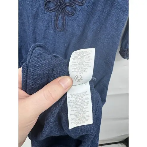 Boden Reanna Jersey Mini Dress Women 6L Indigo Embroidered Bohemian Feminine Blue Size 6