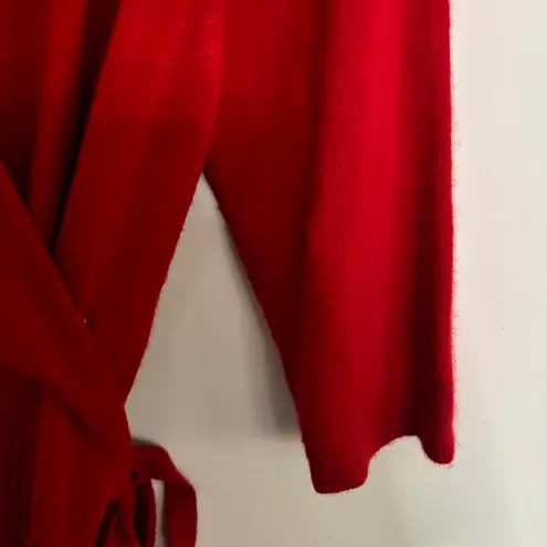 Venezia Jeans Angora Blend Red V Neck Wrap Sweater Soft Stretch Size undefined - Image 3