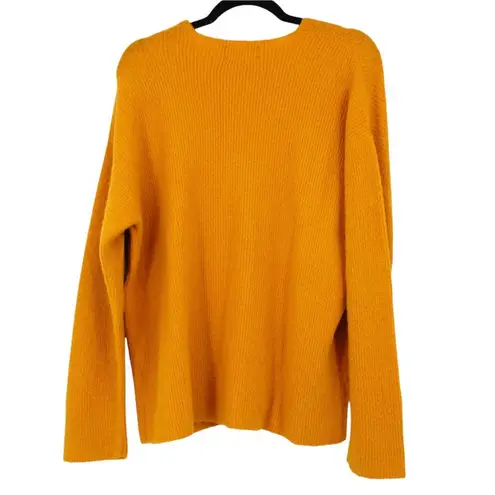 Something Navy Orange Fuzzy Ribbed Knit V Neck Oversized Sweater Size Small