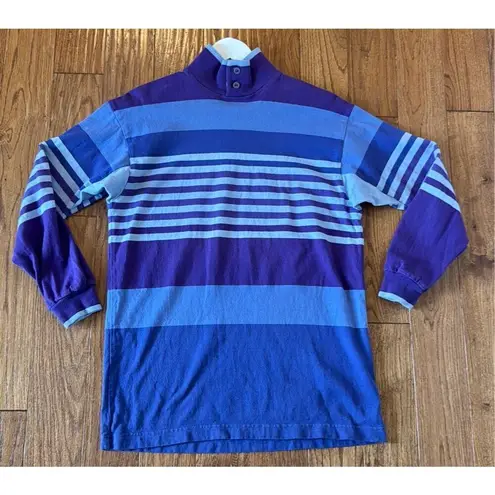 L.L. Beanāvintage purple striped rugby tunic pullover sml