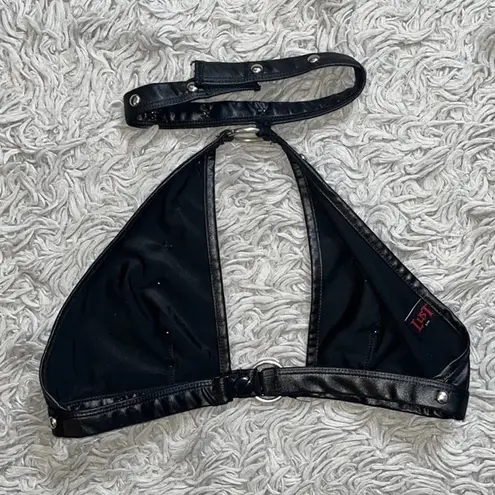 Last chance…Lust Juno Top w/Velcro Choker Neck Faux Leather S M Small Medium Black