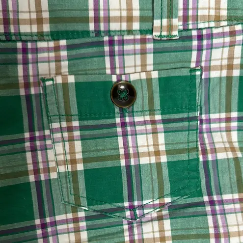 New York & Company Green and Purple Plaid Shorts Size 8