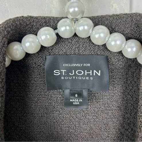 St. John Exclusive Chocolate Brown Utility Knit Jacket Size 8