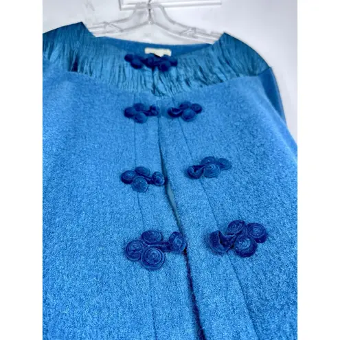 Carson 100% Felted Wool Dressy Jacket Womens Large Blue Teal Short Coat WOW!!