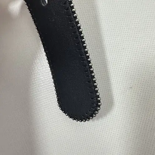 Coldwater Creek Belt Black Leather Silver Bead Trim Hammered Boho Western Small