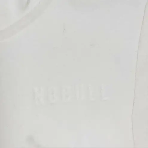 Nobull Cream Zipper Pockets Sleeveless Drawstring Hoodie Sweatshirt, Size Large