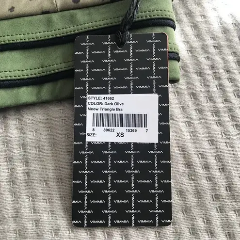 Vimmia Cheetah Print Triangle Sports Bra Strappy Cross Back Olive Green XS New