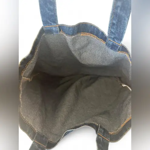 Vintage Denim Tote Bag | Minimalist Blue Jean Shopper | 90s Casual Carryall Tote