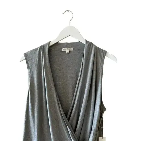 Nine Britton Solid Gray Wrap Front Crossover Front Knit Sleeveless SZ M # 1895
