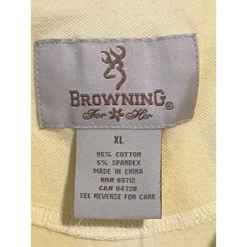 Browning Sleeveless Top Womens XL Yellow V Neck Button Collared Tank Shirt NWT